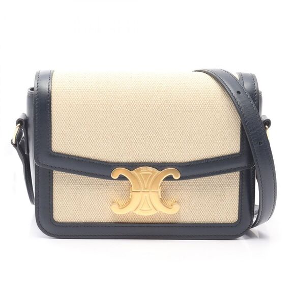 Celine Teen Triomphe Canvas Leather Shoulder Bag - Picture 1 of 7